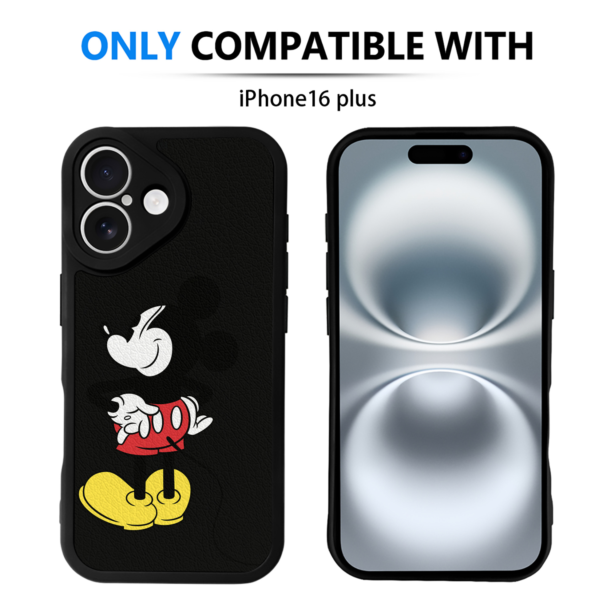 （画像用） ミッキーマウス Mickey Mouse 【iPhone 16シリーズ対応】シリコンスマホケース（レザー調） 材質：シリコン